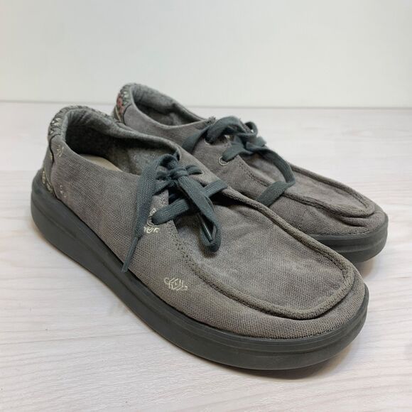 Hey Dude Wendy Rise Flora Charcoal Gray Slip On Comfort Shoes Womens Size 7 / 38 - Picture 1 of 11